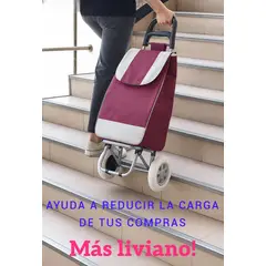 GENERICO - COCHE GRANDE CARRITO COMPRAS BOLSO MERCADO HOGAR CON BOLSILLO Y CIERRE GUINDA