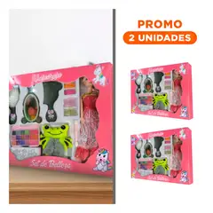 GENERICO - Pack2 Set de Maquillaje 35x30cm Rosado Unicornio Rana para Juegos Creativos