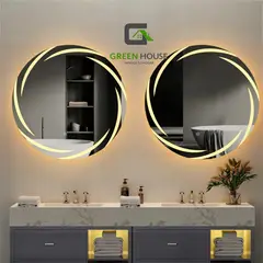GREEN HOUSE - ELEGANTE ESPEJO GLAMOUR LED 3 TIEMPOS TOUCH REDONDO 60CM