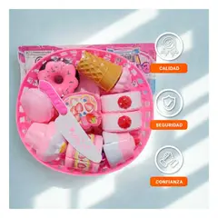 GENERICO - Set de reposteria infantil rosado con frutas y pasteles divertidos
