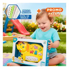 GENERICO - Pack4 Juguete Amarillo Elefante Piano y Animales para Estimular el Aprendizaje Y+Papel Regalo