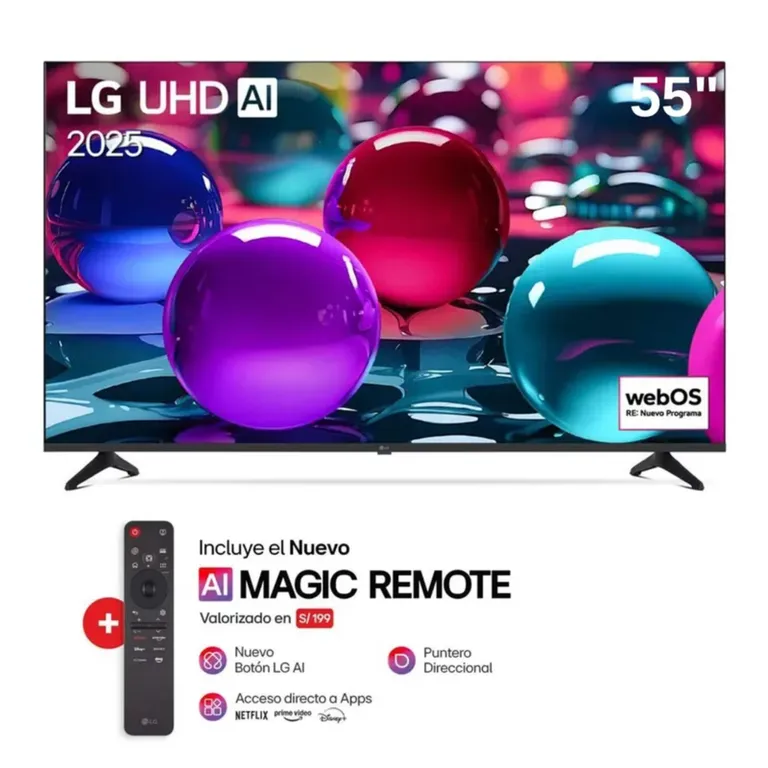 Televisor 55" Smart UHD 4K Thinq Ai 55UA7300PSB + Magic Remote - Nuevo 2025