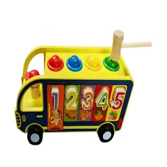 GENERICO - Bus De Encaje De Madera Didáctico Vocal Numero Martill