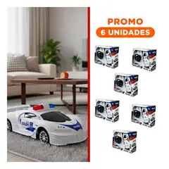 GENERICO - Pack6 Auto Rescate a Control Remoto 30cm Blanco Azul con Bateria USB