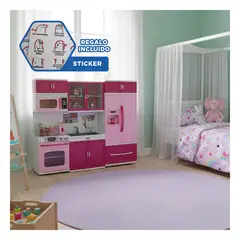 GENERICO - Juego de Cocina con Luz y Sonido para Niños Futuros Chefs Rosado Y+Regalo Sticker