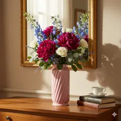 NACIONAL - Florero de Cerámica Textura Rosa Espiral Cerámica Peruana