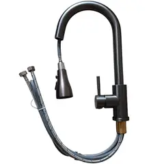 FRATELLI - Grifo Llave Mezcladora Monomando para Cocina al Mueble Acero 304 Gris Plomo