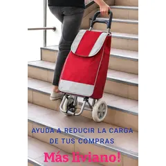 GENERICO - COCHE GRANDE CARRITO COMPRAS BOLSO MERCADO HOGAR CON BOLSILLO Y CIERRE ROJO