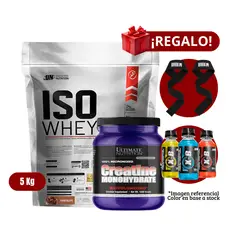 UNIVERSE NUTRITION - Proteína Iso Whey 5Kg Chocolate+Ultimate Nutrition 1 Kg+Straps + XB