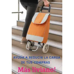 GENERICO - COCHE GRANDE CARRITO COMPRAS BOLSO MERCADO HOGAR CON BOLSILLO Y CIERRE NARANJA