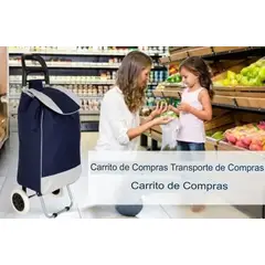 GENERICO - COCHE GRANDE CARRITO COMPRAS MERCADO HOGAR CON BOLSILLO Y CIERRE