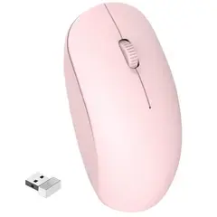 GENERICO - Mouse ROSADO 2.4 GHz a pila USB inalámbrico para computadora