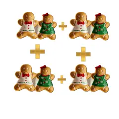 GENERICO - PLATO NAVIDEÑO MUÑECO DE GENGIBRE PREMIUM PACK POR 4 UNIDADES