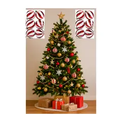 GENERICO - SET 12 UND DE BOLAS DE NAVIDAD DE COLOR ROJO Y BLANCO 10 CM PREMIUM