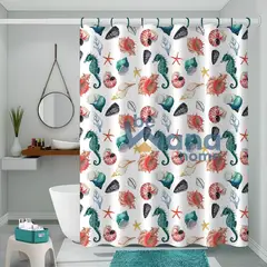 CASATEX - SET DE BAÑO X3 CON DISEÑO CORTINA +TAPETE +CESTO