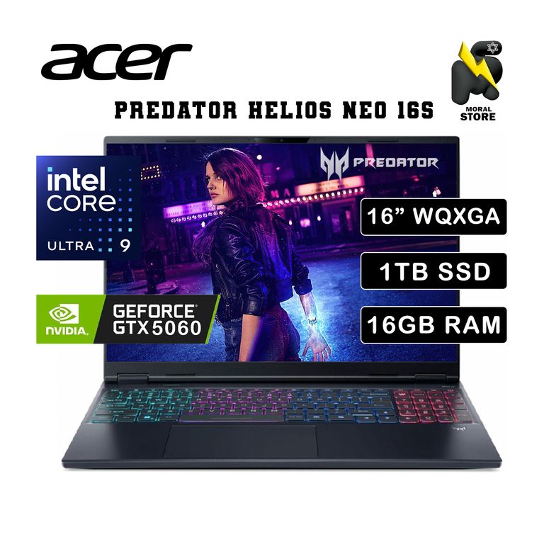 LAPTOP PREDATOR NEO 16S/INTEL CORE ULTRA 9-275HX /16 GB RAM /1TB SSD/ RTX 5060-8GB /16" OLED