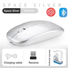 GENERICO - Mouse Space Silver inalámbrico 2.4 Ghz, USB y bluetooth