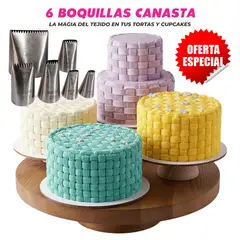 GENERICO - Set Premium de 6 Boquillas Profesionales Canasta para Repostería