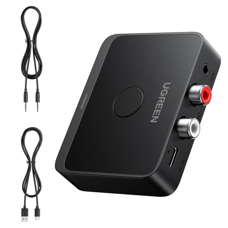 Adaptador de Audio Bluetooth 6.0 Hi-Res Receptor 2x RCA 3.5mm LDAC, AAC y SBC BT505 - 55545