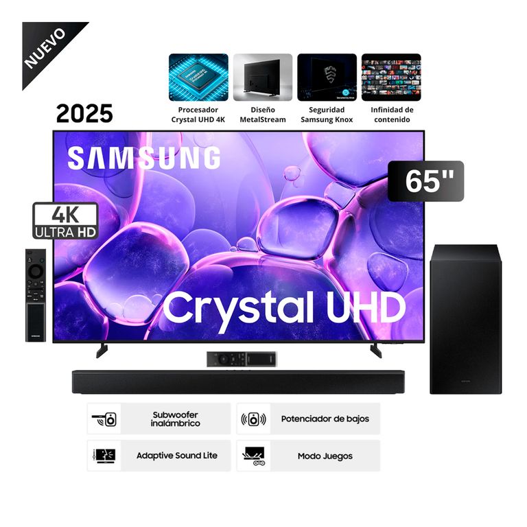 Televisor 65” Crystal 4K 65U8000F + Soundbar HW-B450