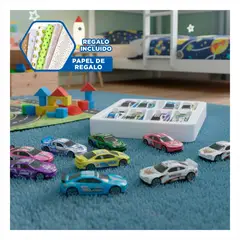 GENERICO - Set 10 Carritos Metal con Estilos Diferentes para Juegos y Aventuras Multicolor Y+Papel Regalo