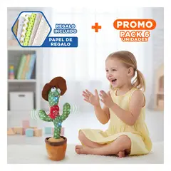 GENERICO - Pack6 Peluche Interactivo Verde para Aprender y Jugar Sombrero Marron Y+Papel Regalo
