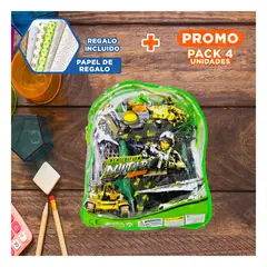 GENERICO - Pack4 Pack de Soldados de Juguete con Vehiculos y Mochila Verde Y+Papel Regalo