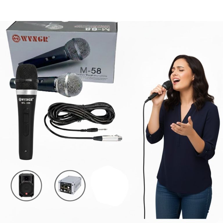 Micrófono Dinámico con Cable para Karaoke y Canto Alta Sensibilidad y Calidad de Voz