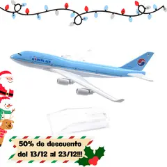 GENERICO - Avión de Metal a escala 15cm B747 KOREAN