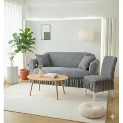 SALA FABULOSA - Pack Mueble 3-2-1 con funda de silla(8pzs) en burbuja - Gris