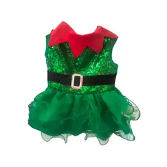 GENERICO - Vestido navideño duende lentejuelas perros y gatos talla 1