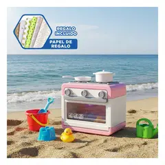 GENERICO - Cocina Pequena Rosado con Horno Oven y Ollas para Ninos en Casa Y+Papel Regalo