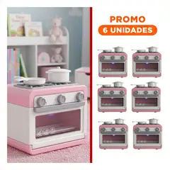 GENERICO - Pack6 Estufa Juguete Rosada con Horno Oven y Ollas para Diversion en Hogar