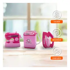 GENERICO - Maquina de Coser Lavadora y Plancha Rosado FunFun para Niñas