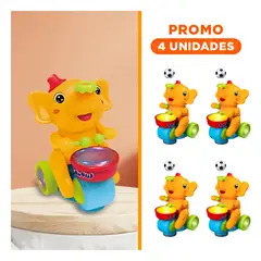 GENERICO - Pack4 Juguete Musical Didactico Elefante con Tambor para Niños Amarillo