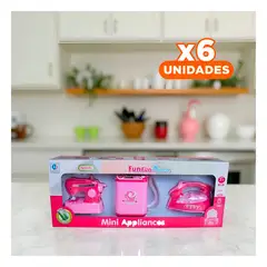 GENERICO - Pack6 Juguete de Hogar Rosado FunFun con Accesorios de Cocina Y+Regalo Sticker