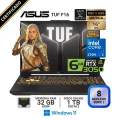 ASUS - Laptop TUF F16 FX607VJ-RL016 16" WUXGA IPS, Core 5 210H, RAM 32GB, SSD 1TB, RTX 3050 6GB, Win11