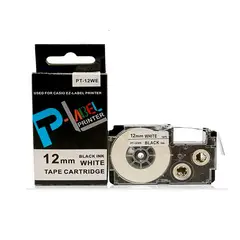 CASIO - CINTA PARA ETIQUETADORA PT-12WE 12MM X 8METROS CASETE LETRA NEGRO