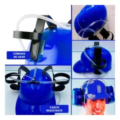 GENERICO - Casco Chelero Azul con Portavasos Laterales y Mangueras para Bebidas Frias