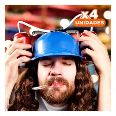 GENERICO - Pack4 Sombrero Azul para Bebidas Frias con Tubos y Ajuste Comodo en la Cabeza Y+Regalo Sticker