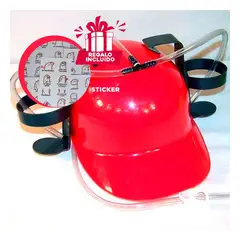 GENERICO - Sombrero Rojo para Tomar Bebidas con Sistema de Succion y Soportes Ajustables Y+Regalo Sticker