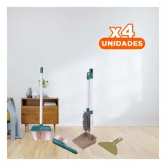 GENERICO - Pack4 Conjunto Infantil de Limpieza para Jugar con Escoba y Recogedor Y+Regalo Sticker