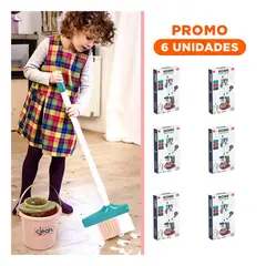 GENERICO - Pack6 Equipo de Limpieza Multicolor para Ninos con Aspiradora y Trapeador