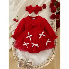 GENERICO - VESTIDO DISEÑO ROJO DE BEBE DE NAVIDAD