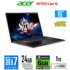 ACER - Laptop Nitro Lite 16 NL16 Core i7-13620H Nvidia 6GB RTX3050 24GB RAM 1TB SSD 16″ WUXGA 165Hz