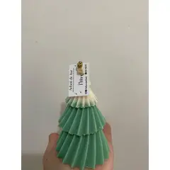 GENERICO - Navidad Mágica Vela de Soya "ARBOL DE LUZ" VERDE CON BLANCO - 140GR