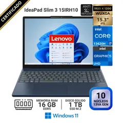 LENOVO - Laptop IdeaPad Slim 3 15IRH10, 15.3" WUXGA IPS, Core i7 13620H, RAM 16GB, SSD 1 TB, Win 11