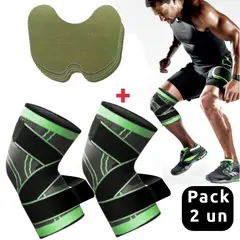 GENERICO - Pack 2 Rodilleras + Parches Dolor Ortopedica Elastica Compresion Gym Entrenamiento Bandas SS2442