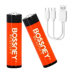 GENERICO - Pilas AA Recargables Bossney 3500mWh 15V de Litio con Puerto Type-C Pack x2
