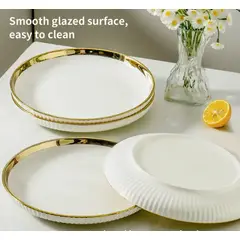 GENERICO - Set x 4 Platos Blanco con Filo Dorado de 20 cm.